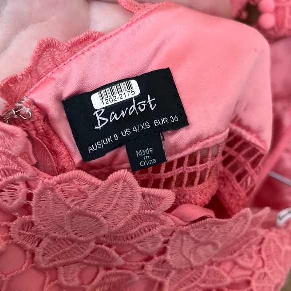 Bardot Noni Floral Lace Halter Neck Knee Length Dress Coral Size US 4/XS RTR - Picture 5 of 8